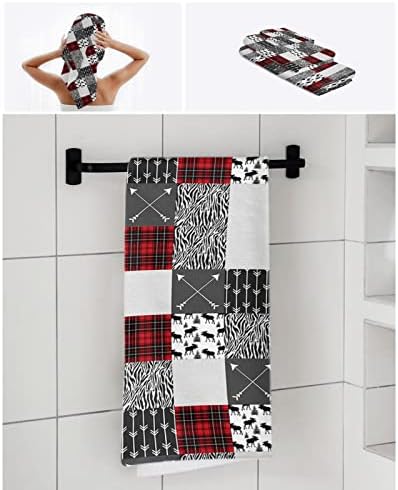 Shine-Home Geometric Check Patchwork Towel Set