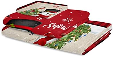 Christmas Towel Set for Bathroom with Snowman Pattern