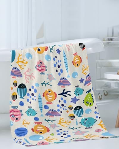 Smile Sunflower 3 Pcs Bath Towel Set - Cute Animal Fish Design