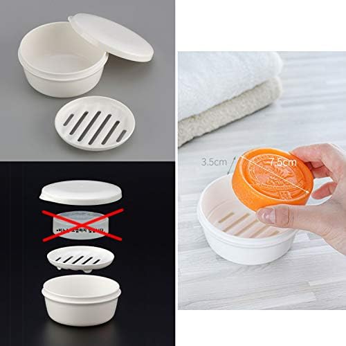 LENITH Round White Travel Soap Case Holder