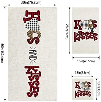 Boanket Valentines Day 3 Piece Towel Set with Leopard Plaid and Lettering