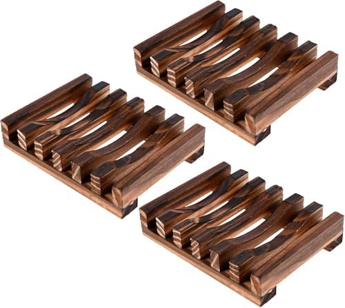 LPYITKOOD Handmade Wood Soap Holder Set of 3 1