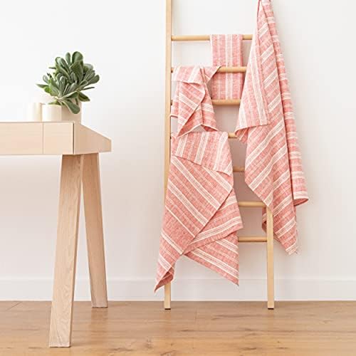 LinenMe Red Multistripe Bath Towel Set