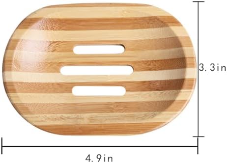 WELANGBN Bamboo Soap Dish Natural Pink Holder