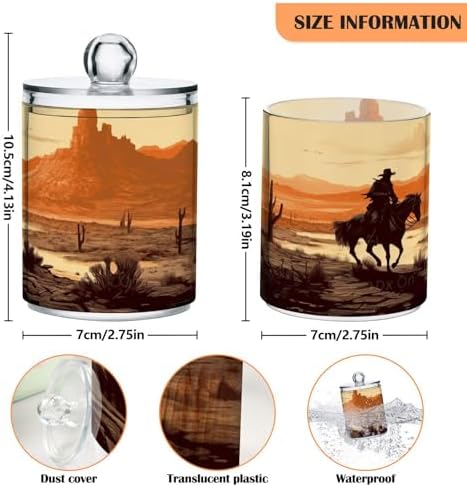 YETTASBIN 2 Pack Clear Plastic Apothecary Jars for Cotton Swabs Cotton Balls