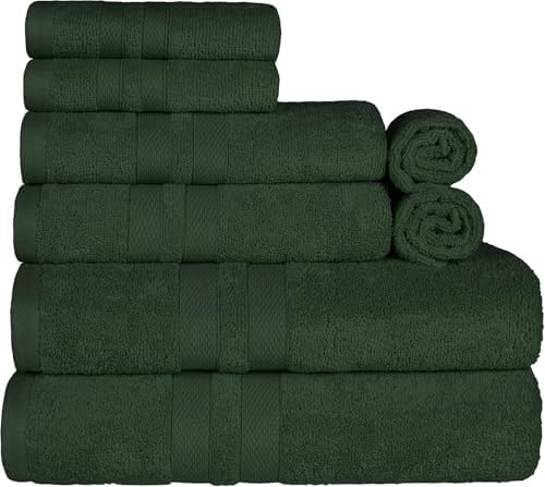 Superior Ultra-Soft 8-Piece Cotton Towel Set - Forest Green 1