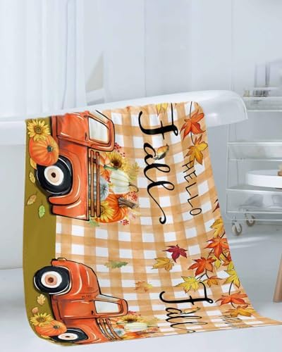 Double Love Thanksgiving Plaid Towel Set - Fall Orange Pattern