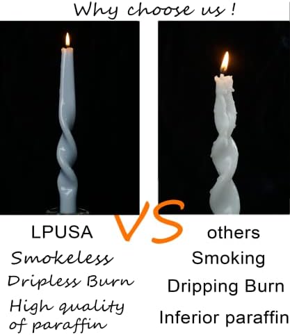 LPUSA Blue Taper Candle Sticks Spiral Tapered Candles - 10 Inch 4pcs