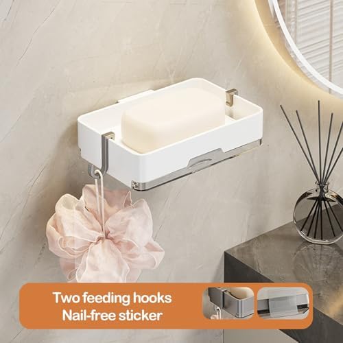 Wall-Mounted No-Punch Soap Box with Suction Cup Holder