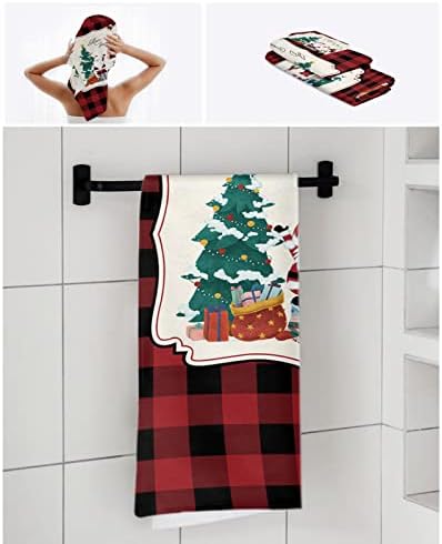 Shine-Home Check Red and Black Towel Set for Bathroom