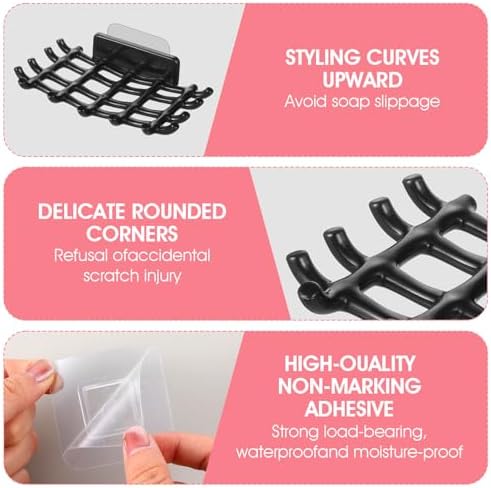 2 pcs Shower Soap Holder with Hooks - Black