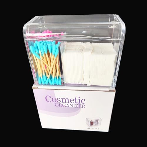 UQUABESO 3 Section Cotton Ball Holder Dispenser with Lid