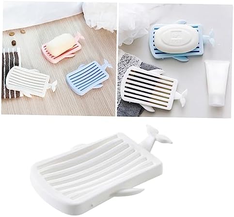 Amosfun Whale Shape Soap Dish with Drain Dual Tray
