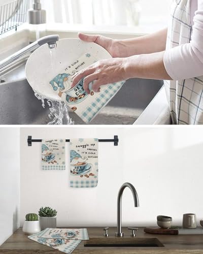 Falaniique Blue Gnomes Waffle Towel Set of 2