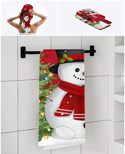 Christmas Towel Set for Bathroom with Snowman Pattern
