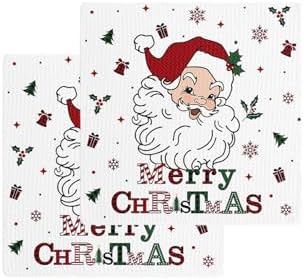 Falaniique Merry Christmas Waffle Towel Set of 2 1