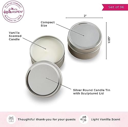 Kate Aspen Vanilla Scented Travel Size Candle Tins Set of 96