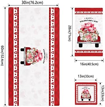 Happy Valentines Red Car Flower Love Towel Set