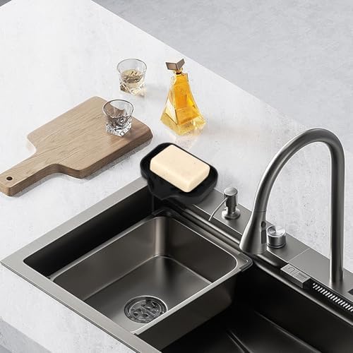 2 Pack Silicone Soap Dishes with Drain Spout Black 491x393