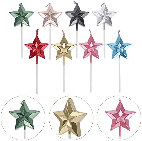 Alipis 16 Pcs 3D Star Birthday Cake Candle Decorations