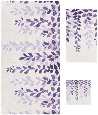Smile Sunflower 3-Piece Bath Towel Set - Gradient Purple Linen Texture