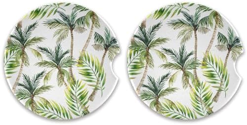 Takiito Palm Tree Car Cup Holder Coasters 2 Pack
