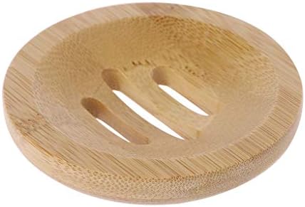 TENYELE Natural Wooden Soap Tray Holder Round Storage