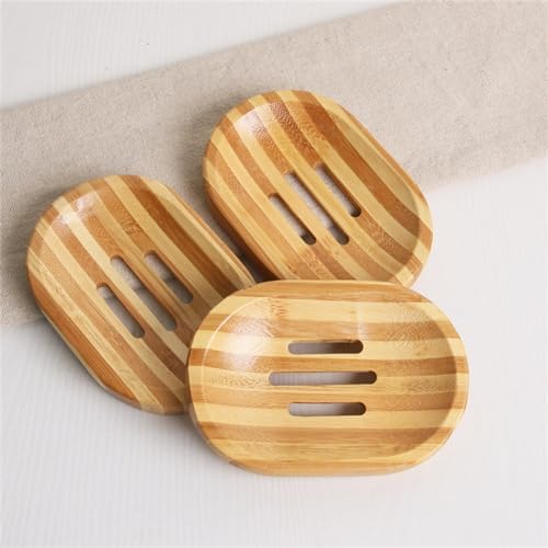 WELANGBN Bamboo Soap Dish Natural Pink Holder