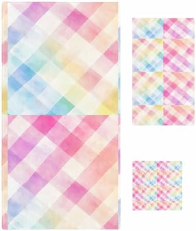 Shine-Home Rainbow Check Towel Set