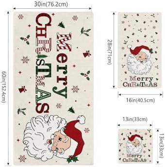 Christmas Bath Towels Set of 3 - Santa Pattern