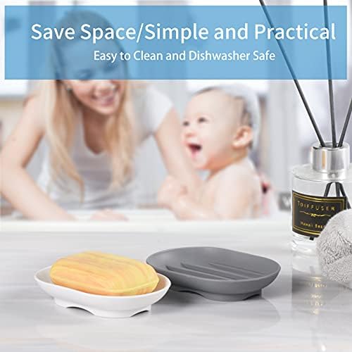 Luckyiren Silicone Soap Dish Holder for Bathroom Sink