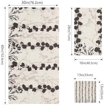 Smile Sunflower 3 Pk Bath Towels Set Fall Gray Black Design