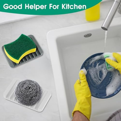 3PCS Self Draining Silicone Soap Holder for Bathtub Shower Kitchen