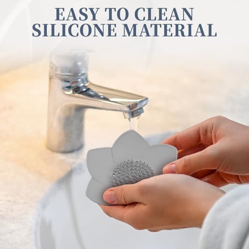 2 Pack Lotus Shower Steamer Trays - Elegant White Gray Design