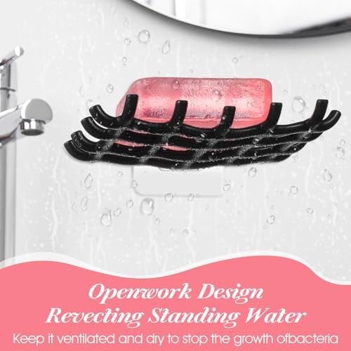 2 pcs Shower Soap Holder with Hooks - Black