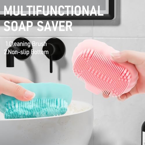 Mabnuby Silicone Sea Shell Soap Dish with Brush and 25 Slope