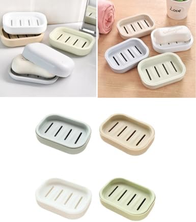 4PCS Plastic Soap Dish with Leak Proof Design