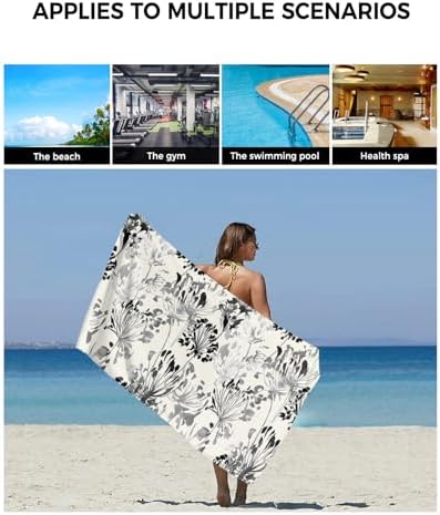 Smile Sunflower 3 Pcs Bath Towel Set Grey and Black Flowers