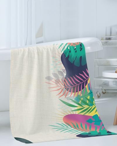 Smile Sunflower 3 Pcs Bath Towel Set with Abstract Leaves Pattern