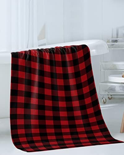 Black and Red Buffalo Check Towel Set 3pcs for Home Bathroom
