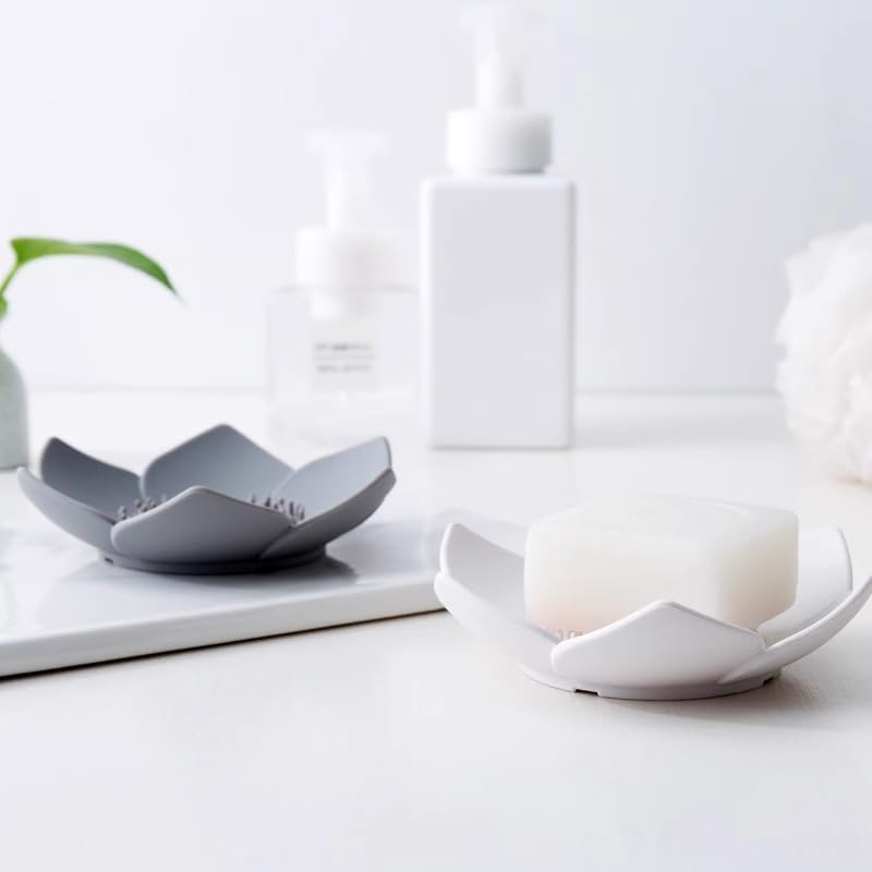 GXMRHWY Silicone Soap Dish Flower Shape White
