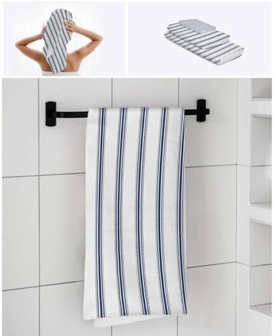 Edwiinsa Blue Stripes Bath Towel Set 3 Pack