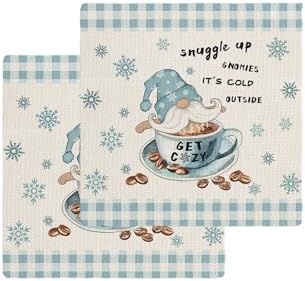 Falaniique Blue Gnomes Waffle Towel Set of 2
