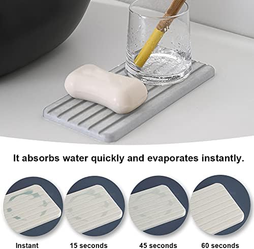 Jcassan Diatomaceous Earth Soap Dish with Anti-Slip Design