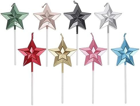 Alipis 16 Pcs 3D Star Birthday Cake Candle Decorations