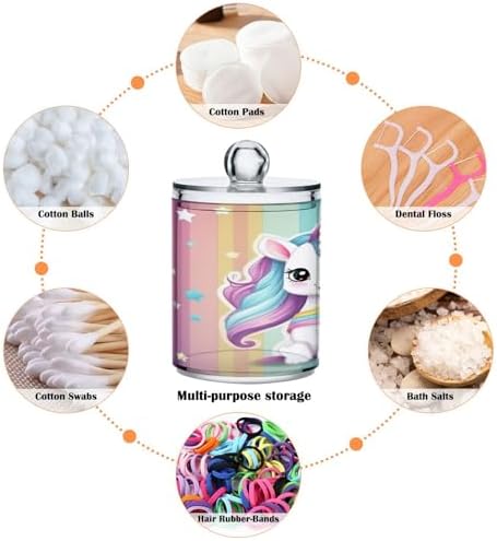 YETTASBIN Clear Storage Jars 2 Pack for Cotton Swabs Bathroom Organization