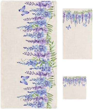 Smile Sunflower 3 Pcs Bath Towel Set - Soft Retro Floral Linen Towels