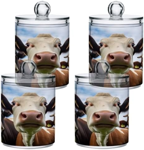 YETTASBIN Clear Apothecary Jars 2 Pack 14 oz Cotton Swab Holder