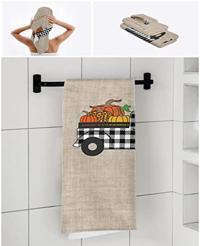 Thanksgiving Bath Towel Set of 3 with Pumpkin Design