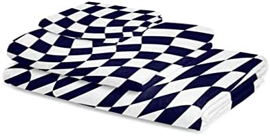 ZOE GARDEN Modern Black Towel Set with Geometric Checkered Design